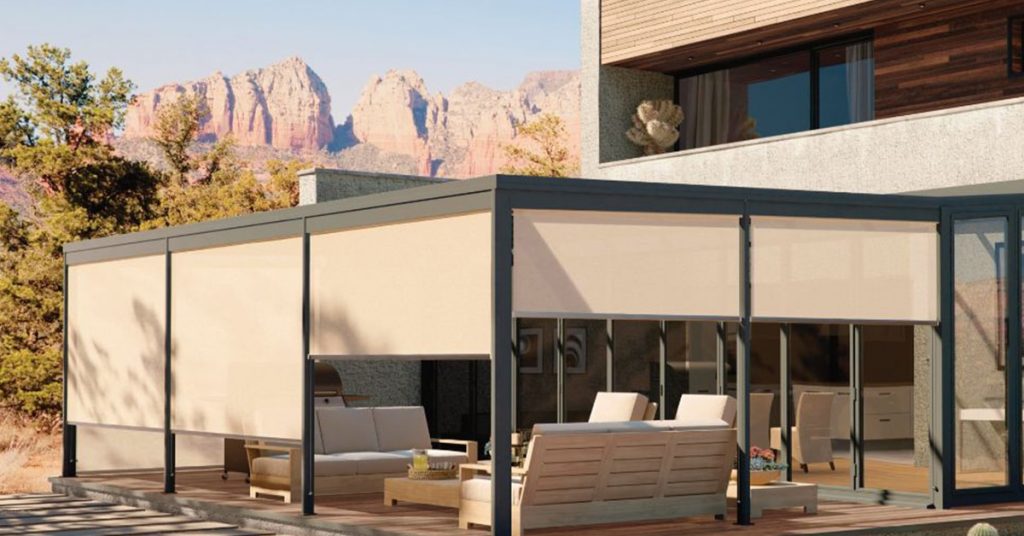 Graber Exterior Solar Shades Outside View Available at Classic Window Fashions