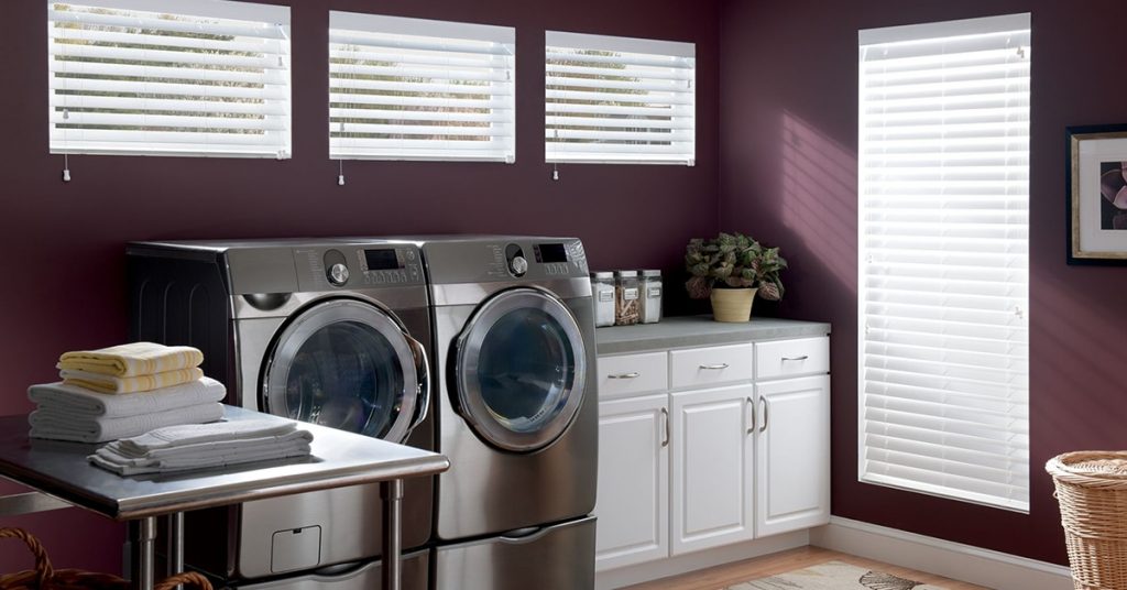 Graber Faux Wood Blinds Laundry Room