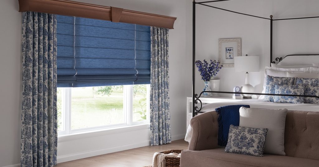 Graber Roman Shades in Bedroom
